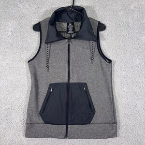 Under Armour ColdGear Mens Fitted Full Zip Vest Gray Navy Blue Medium Workout